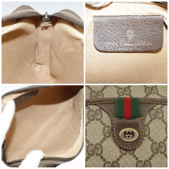 GUCCI GG Supreme Web Sherry Line Shoulder Bag PVC Beige - Picture 14 of 15